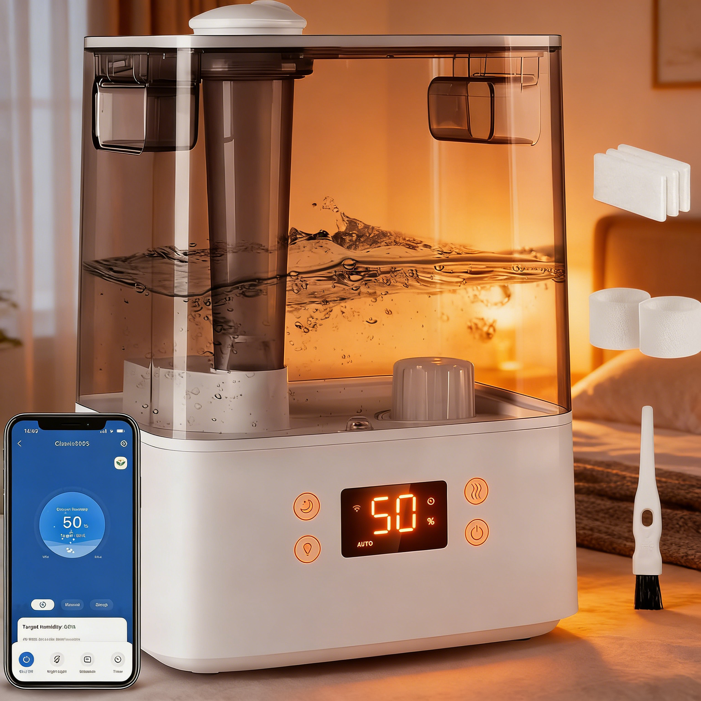 6L Smart Humidifier, App Control & Top-Fill with Oil Diffuser