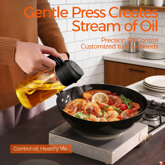 16oz Glass Oil Spray Bottle, Food-Grade with Portion Control