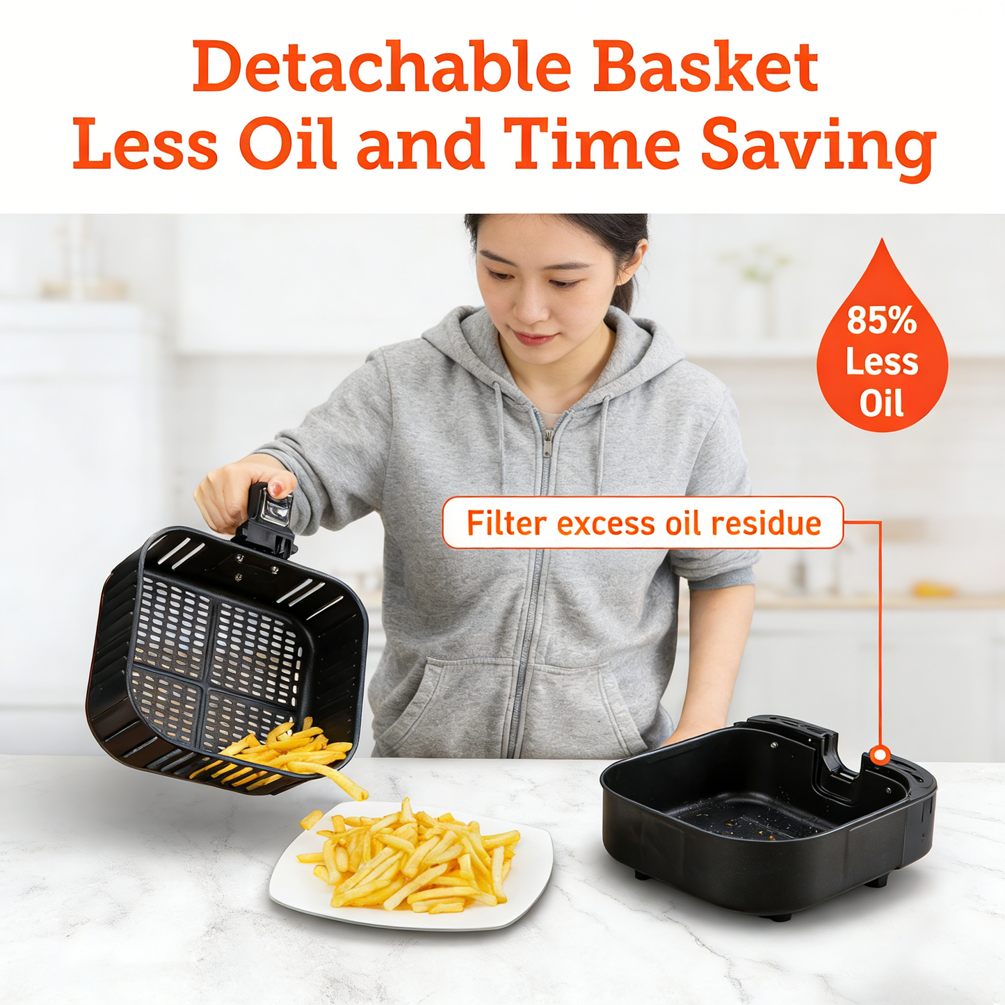 5.8QT 12-in-1 Air Fryer, with Smart Recipes & Detachable Basket