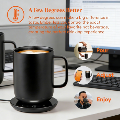 10oz Smart Temperature Control Mug, App-Controlled with 80-Min Battery