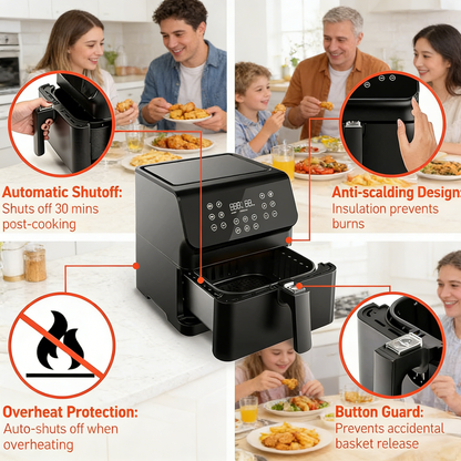 5.8QT 12-in-1 Air Fryer, with Smart Recipes & Detachable Basket