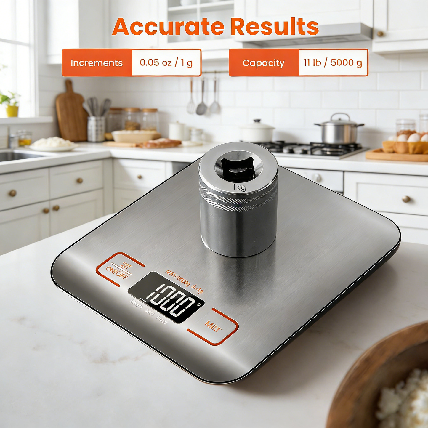 304 Stainless Steel Kitchen Scale, Digital in Grams & Ounces