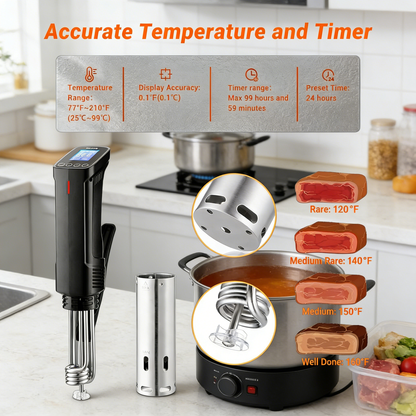 WiFi Sous Vide Cooker, 1000W with APP Preset Recipes