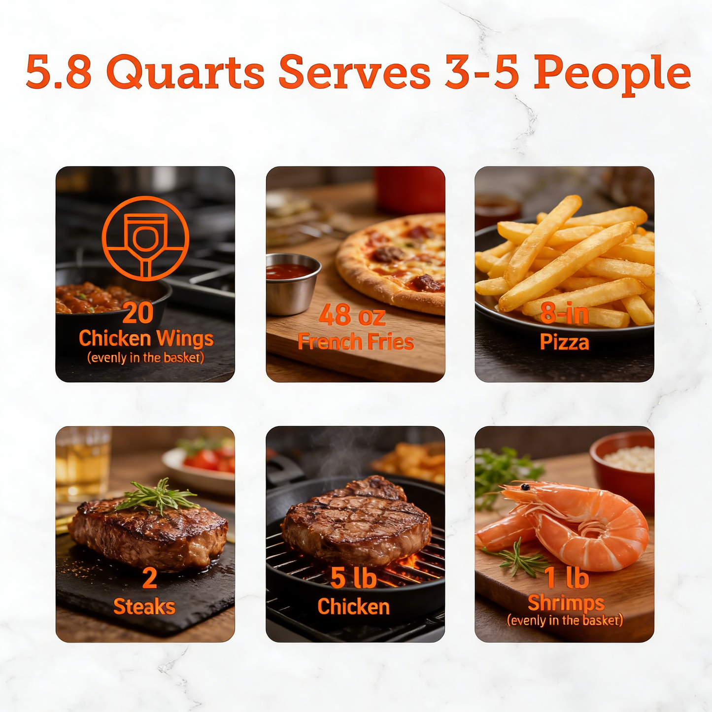 5.8QT 12-in-1 Air Fryer, with Smart Recipes & Detachable Basket