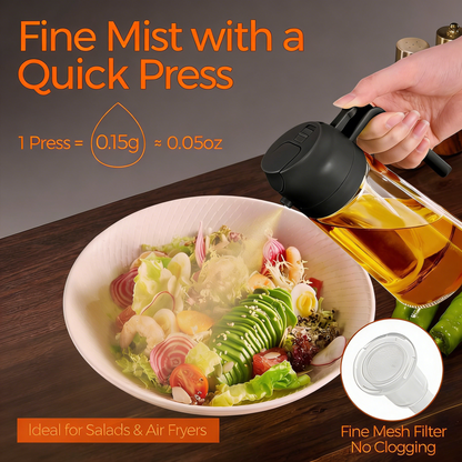 16oz Glass Oil Spray Bottle, Food-Grade with Portion Control