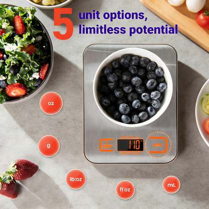 304 Stainless Steel Kitchen Scale, Digital in Grams & Ounces