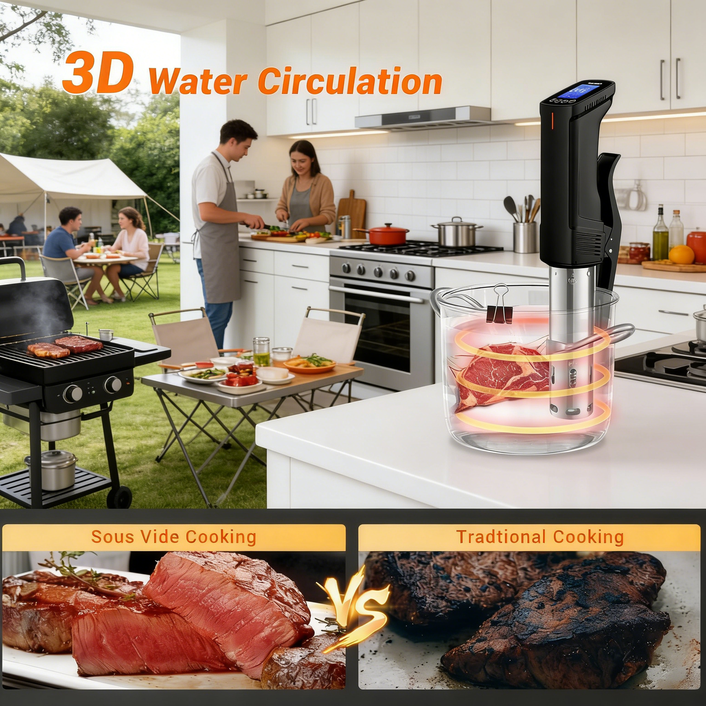 WiFi Sous Vide Cooker, 1000W with APP Preset Recipes